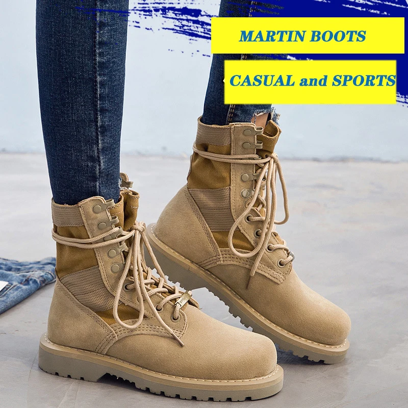 

Tilocow Women Martin Boots For Women Lace Up Ankle Combat Boots Heighten Shoes Woman Rive Platform Breathable Sports Footwear