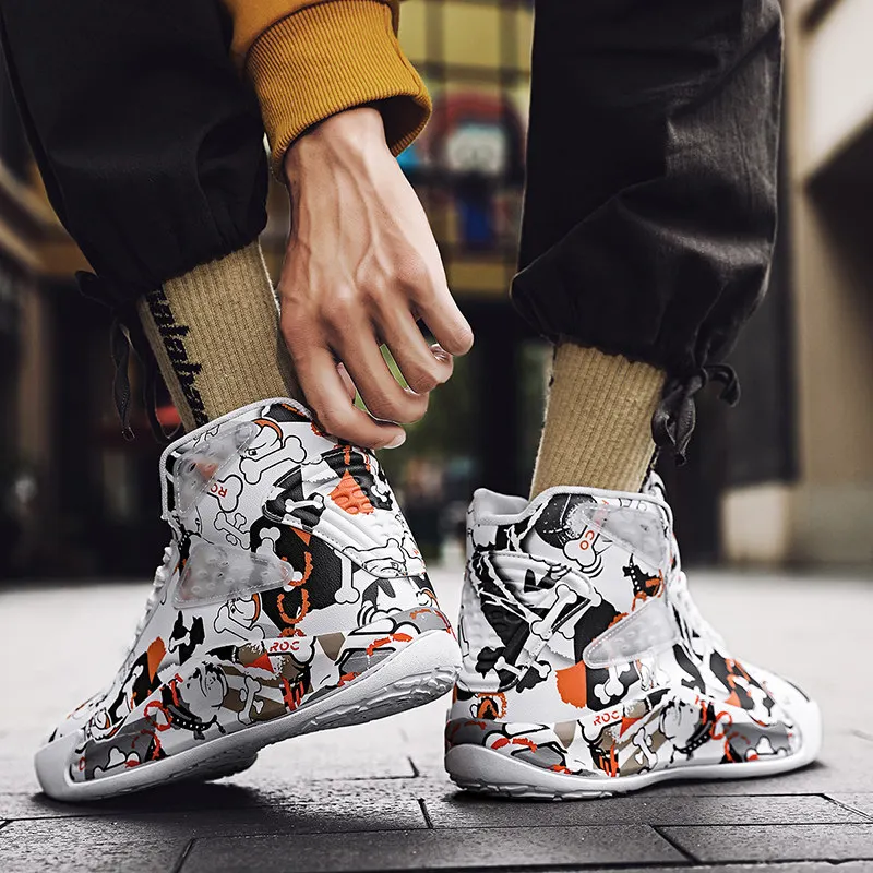 Autumn And Winter Fashion Graffiti Basketball Shoes Designer Men's Hip-hop Sneakers Outdoor High top Trend Sports Shoes Men