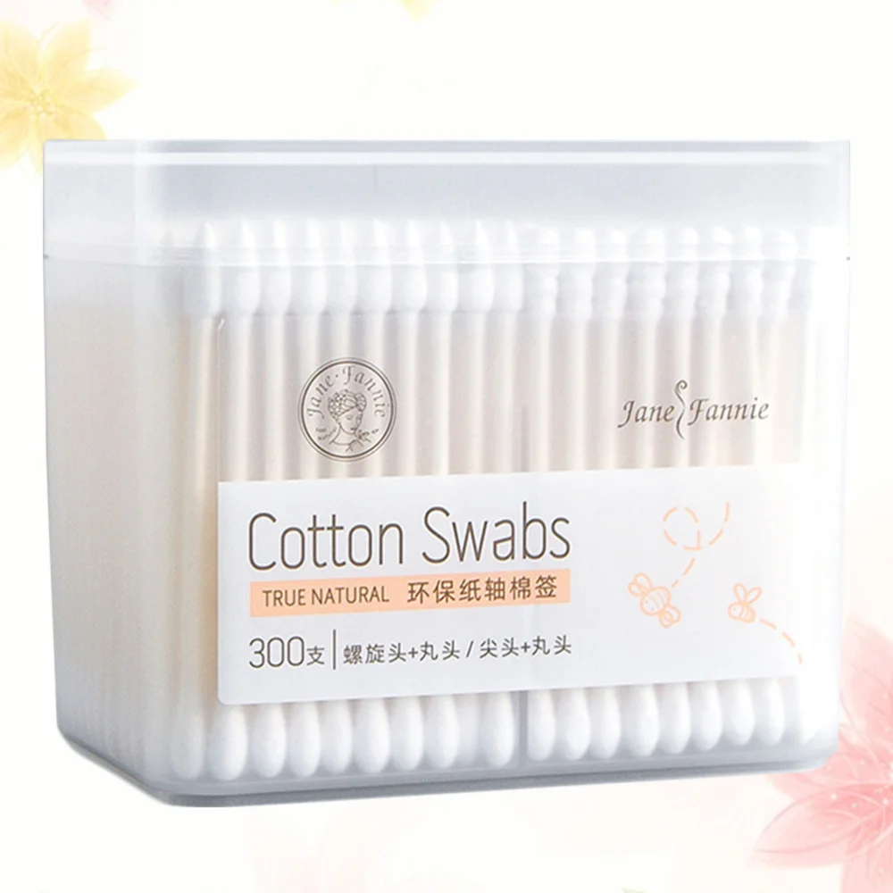 

300pcs of One Set Environment-friendly Cotton Swab Disposable Cotton Swab Double Head Sterile Rod Cleaning Swab Stick for Home T