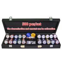 200300400500pcsset poker chips sets wheat clay casino texas holdem poker sets with leather suitcase free gift 14g per pcs