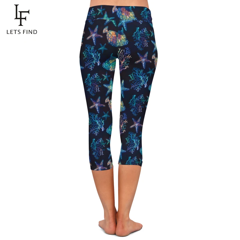 Женские легинсы-капри LETSFIND с принтом красивых звезд и рыб легинсы высокой талией