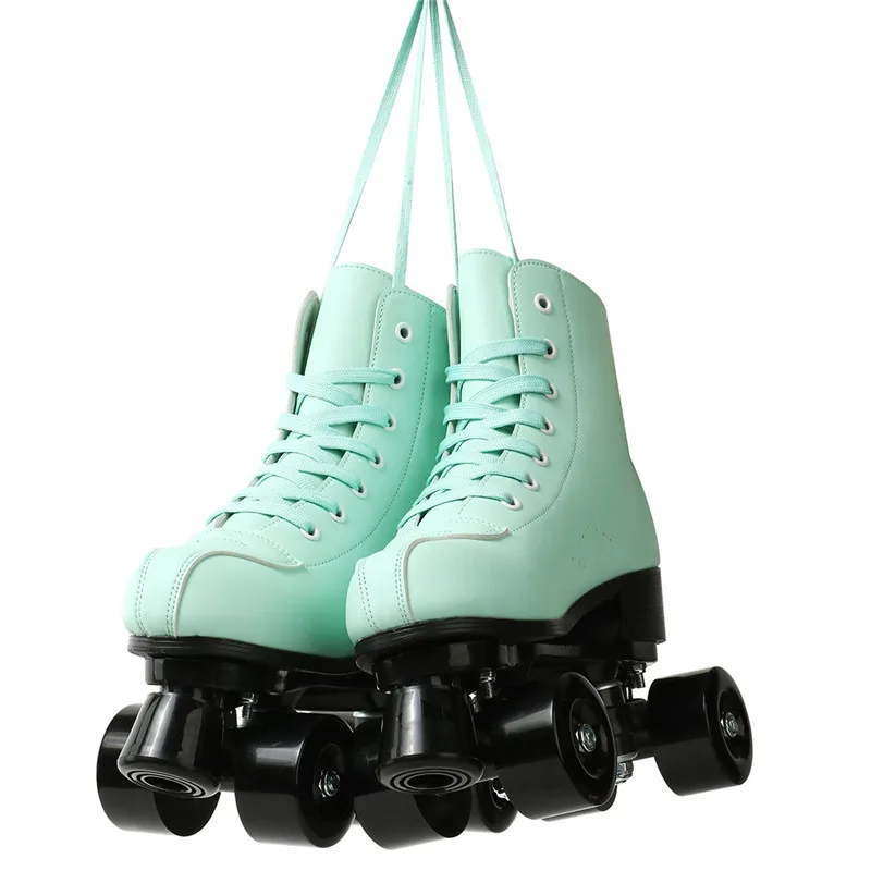 Из искусственной кожи роликовые коньки унисекс квадратные двойные две линии