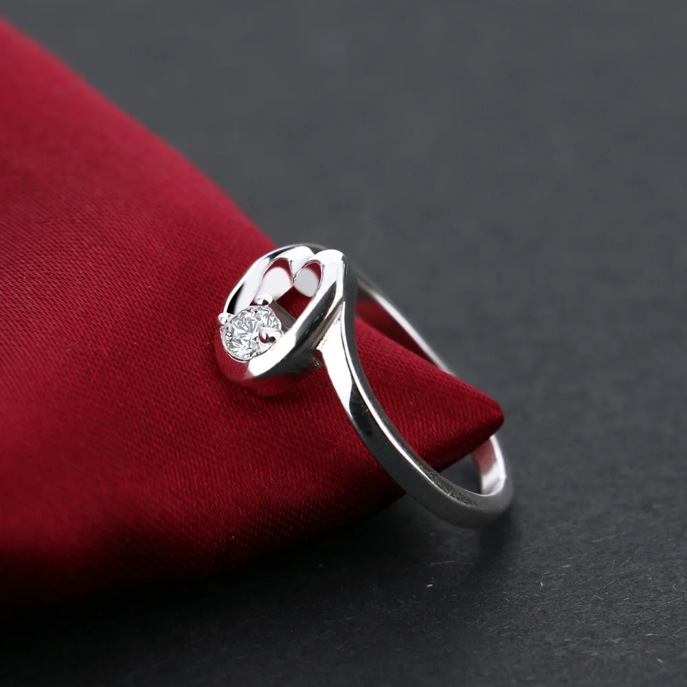 Шикарное серебро кольцо Для женщин 925 пробы Серебряное Блеск Циркон инкрустация