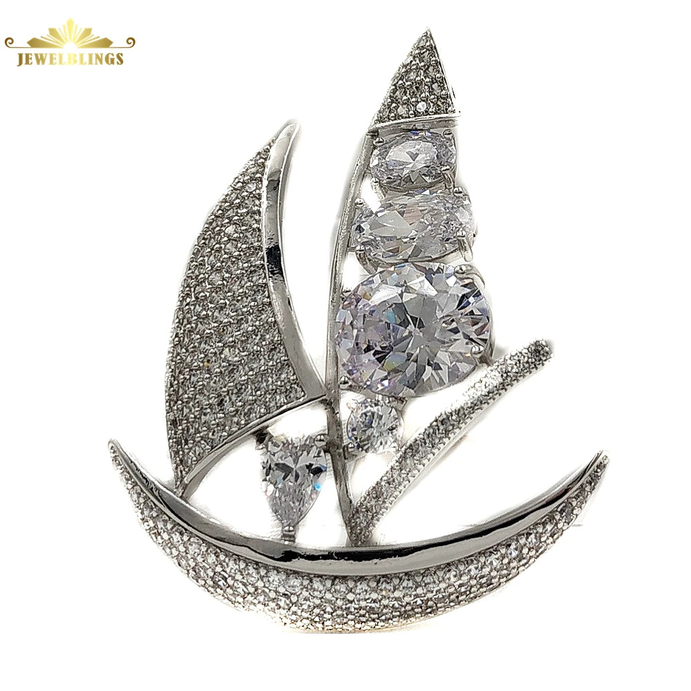 Современная мода морской овальный вырез и проложить Ясно CZ парусная лодка