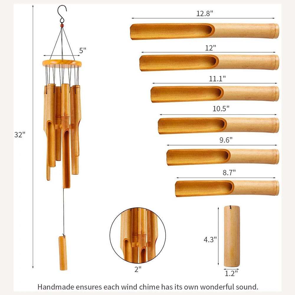

1PC Bamboo Windchimes Bamboo Wind Chimes Wooden Chimes Hanging Garden Decoration