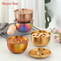 304 stainless steel rice bowl with lid soup bowl steamed rice bowl anti scalding child small bowl korean cuisine kitchen tools