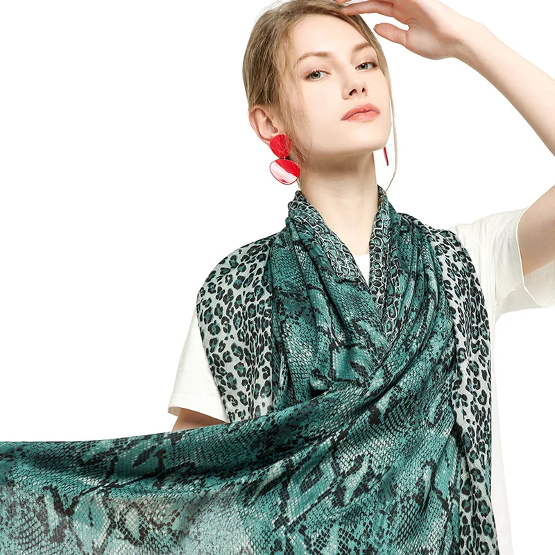 FS 2022 роскошный Леопардовый хиджаб с принтом змеи шарф для женщин хлопок красный