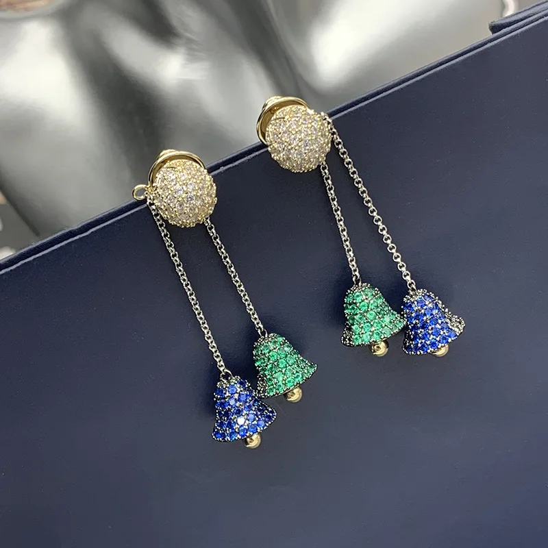 

Women Luxury Wedding Earrings Jewelry Micro Pave Cubic Zirconia Gold-Plated Jewellery Designer Fashion Bells Dangle Earings