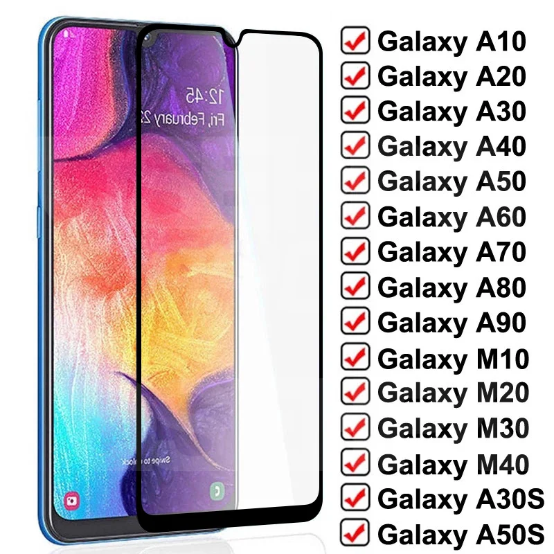 9D Защитное стекло для Samsung Galaxy A10 A20 A30 A40 A50 A60 A70 A80 A90 закаленное на M10 M20 M30 M40 пленка