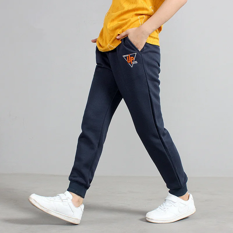 

Fashion Embroidery Letters Cotton Terry Elastic Waist Boy Pants Cloth Kids Trousers Junior's Boys Children 6 To 12 Sweatpants