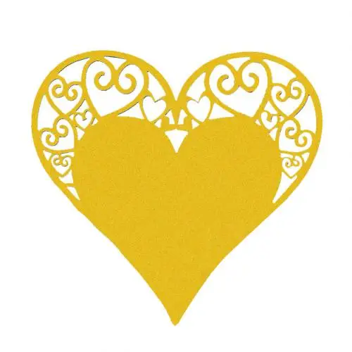 Golden Yellow Горячие 50 шт. бумажные именные карточки полые, в форме сердца бокал для вина табличка лазерная резка бумажная именная карточка для чашек Свадебные украшения - Цвет: Golden Yellow