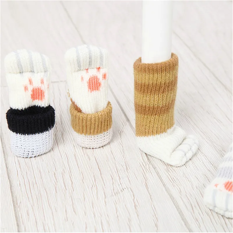 

4 Pcs Table Foot Socks Chair Covers Floor Protectors Non Slip Knitting Socks for Chair Cover Christmas Decorations New Year 2021