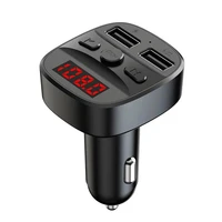 t60 bluetooth 5 0 car kit wireless fm transmitter handsfree music play vehicle usb charger support tf card u disk