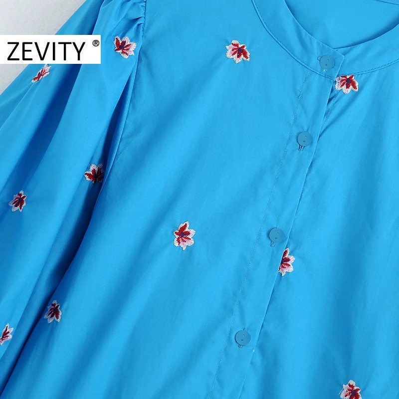 Новинка от Zevity женское винтажное платье рубашка с круглым вырезом и цветочной