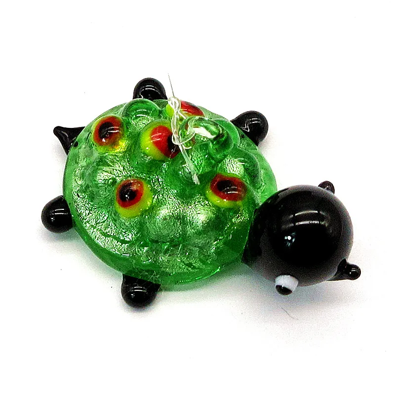 Плавающая стеклянная черепаха орнамент серебряная фольга дизайн Мини Зеленая