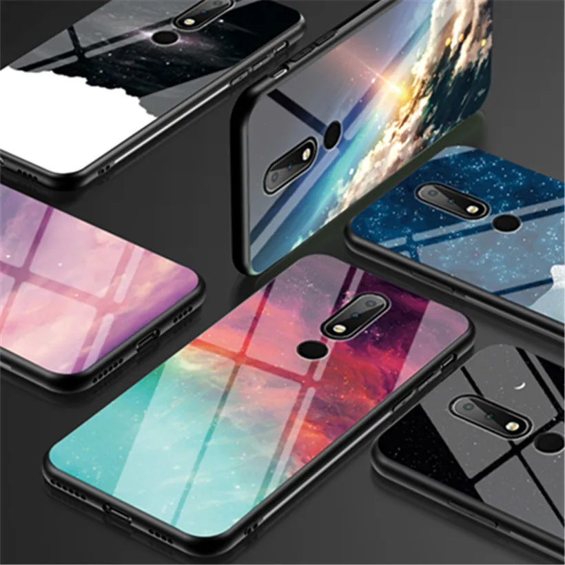 

Чехол из закаленного стекла для Nokia 7,1, чехол для Nokia X71 X7 X6 4,2 1 6,1 Plus 9 7 8 Sirocco, роскошный защитный чехол для телефона с изображением звездного не...