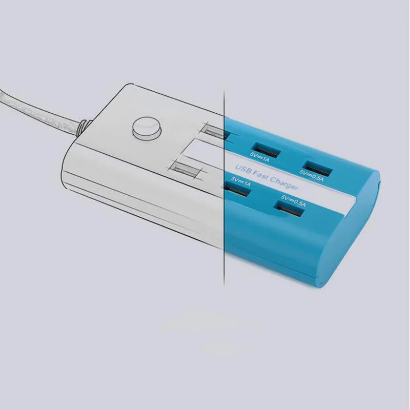 Штепсельная вилка США/ЕС/Великобритании 6 usb портов для зарядки 5А розетки