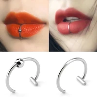 goth bead nose piercing nostri lip ring fake nose ring nose cuff septum fake piercing clip womens stainless steel jewelry 2021