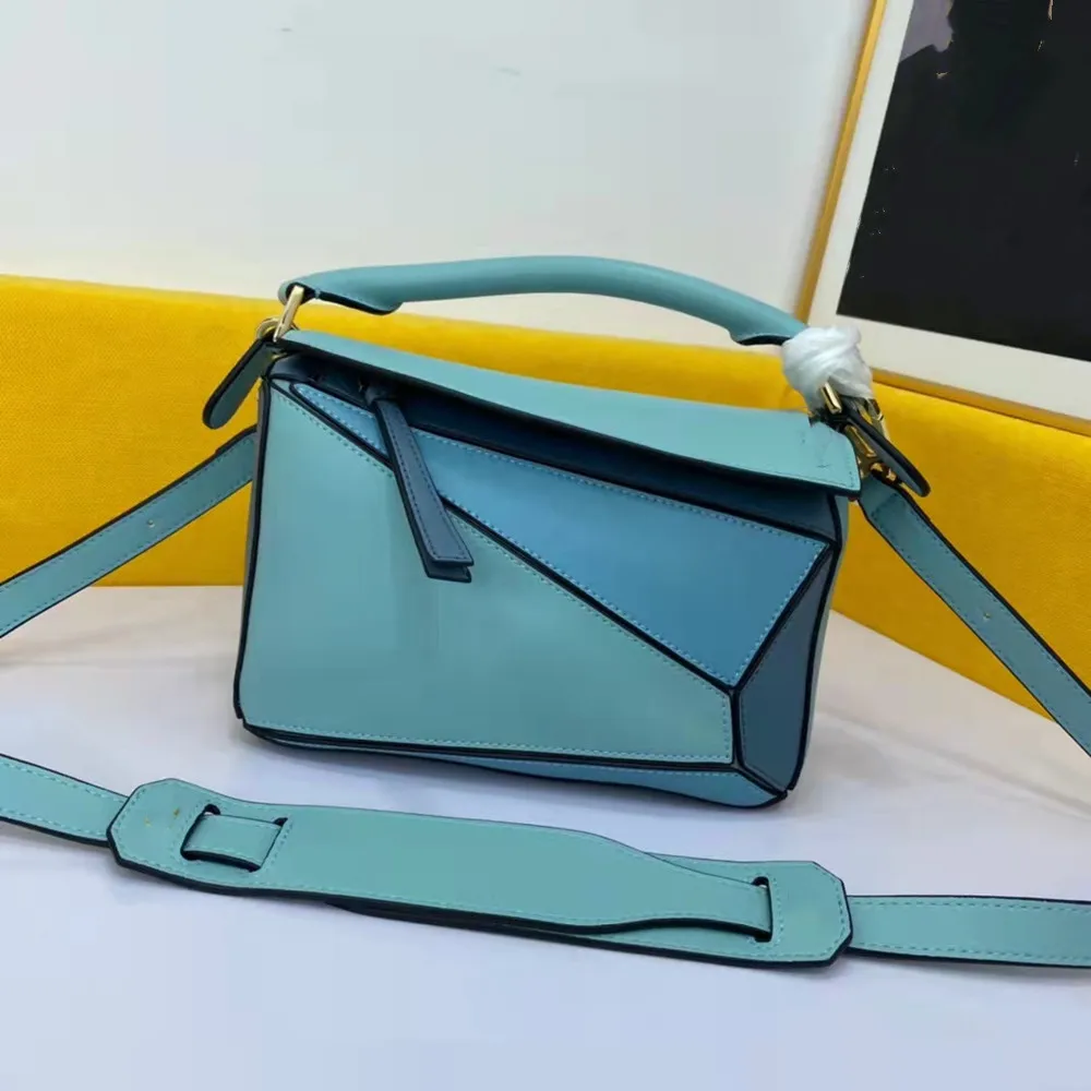 

2021 New Women's Bag Leather women's bag Multi-color patchwork bag, one shoulder cross tote