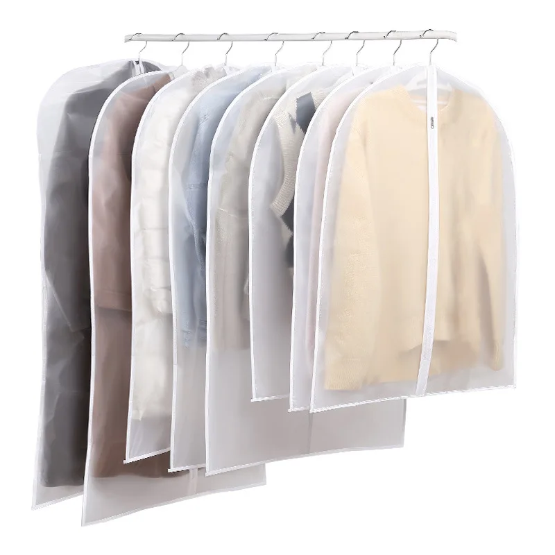 

5Pcs Clothes Dust Cover Translucent Garment Bag Dustproof Zipper Clothes Protector For Fur Coat Suit Bag Wardrobe Organizer Hot