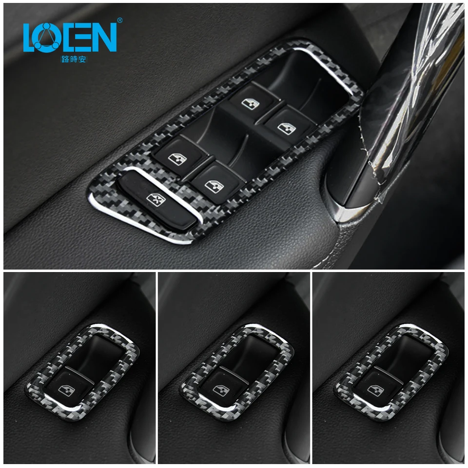 

For Volkswagen For Golf Carbon Fiber Lift Window Button Decoration Stickers Decor Covers Car Accessaries 2015-2019 Car Styling