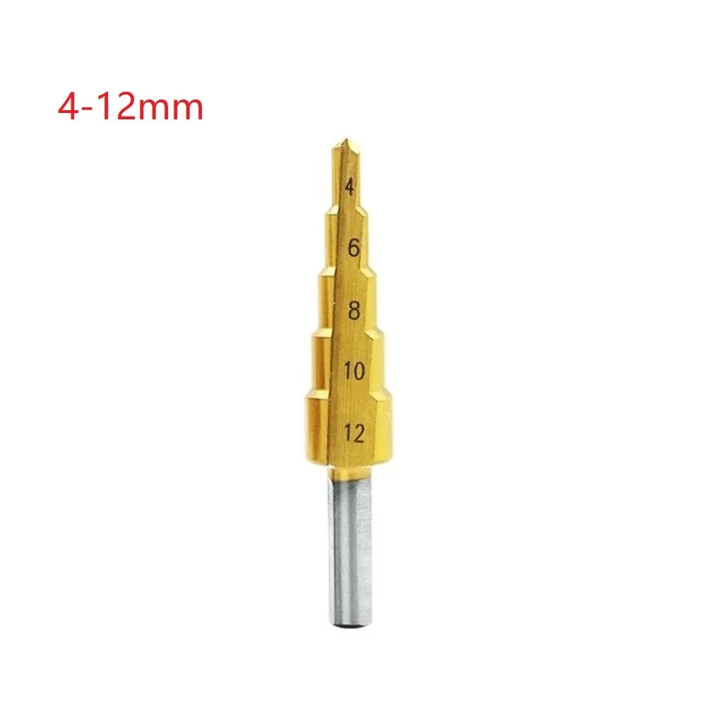 

HSS Steel Step Cone Titanium Coated Metal Drill Bit Hole Cutter 4-12/20/32mm TItanium Drill Bits Hole Cutter Durable Coated Met