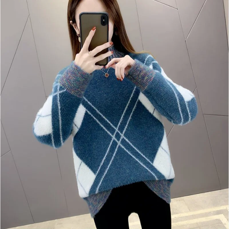 

Imitation Mink Velvet Pullover Sweater Women 2022 New Autumn And Winter Loose Korean Long-sleeved Knitted Top All-match