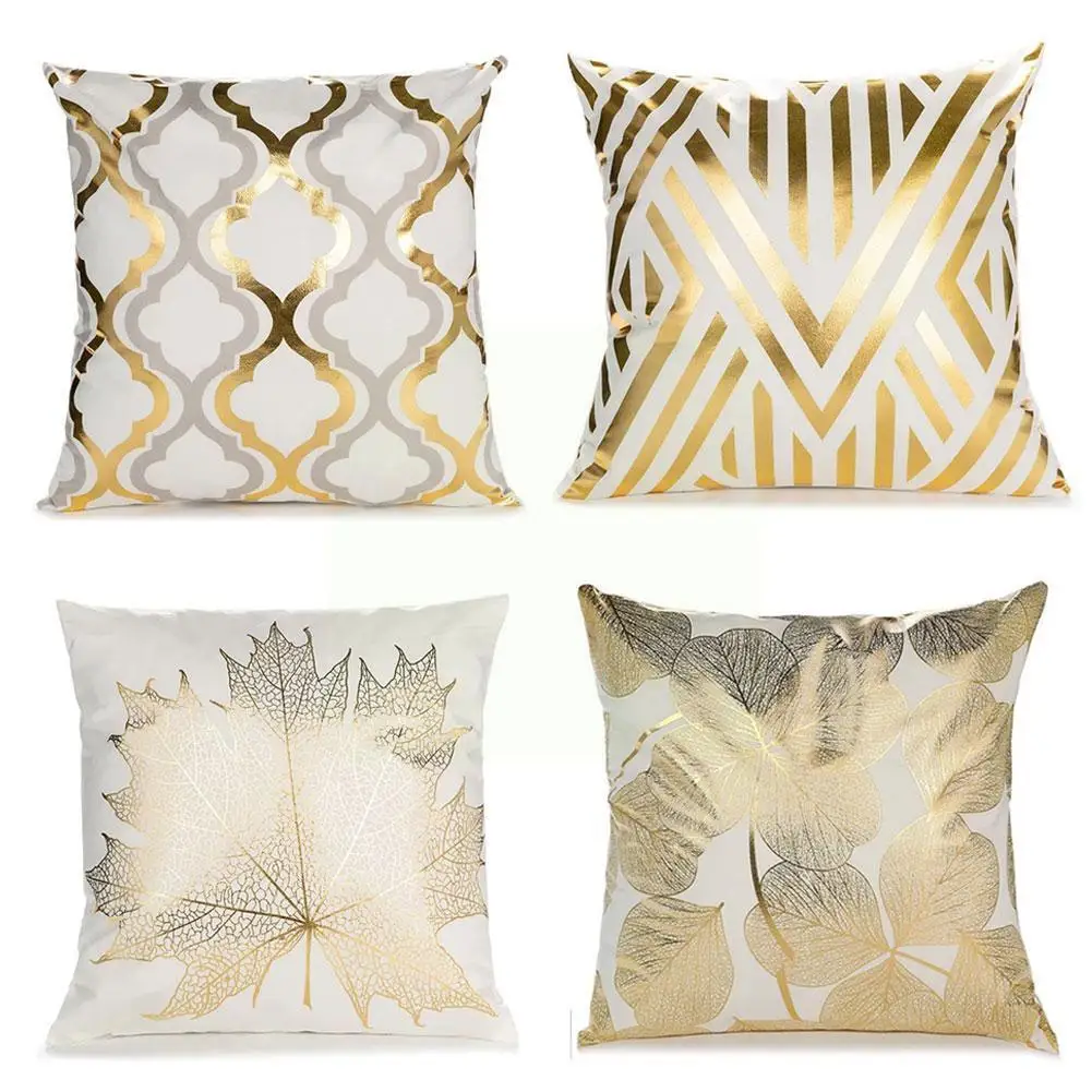

Golden Leaf Printed Cushion Cover Household Pure Cotton Throw Cover Pillow Cover Pillow Sofa Decorative CaseS Cushion