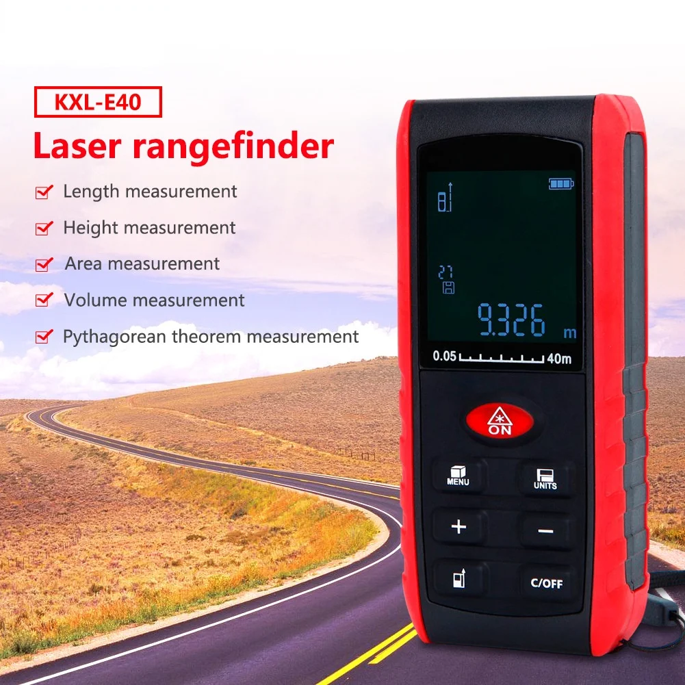 Портативный дальномер с угловым дисплеем заднего вида лазерный 40 метров высокая