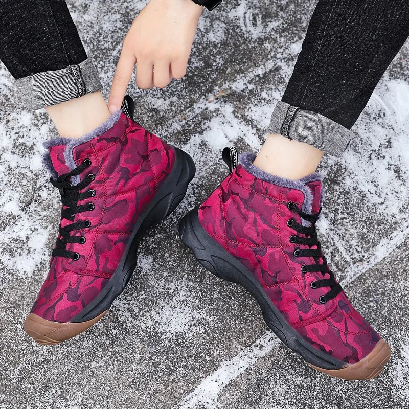 Модные мужские зимние ботинки Теплые ботильоны с плюшевой подкладкой рабочая