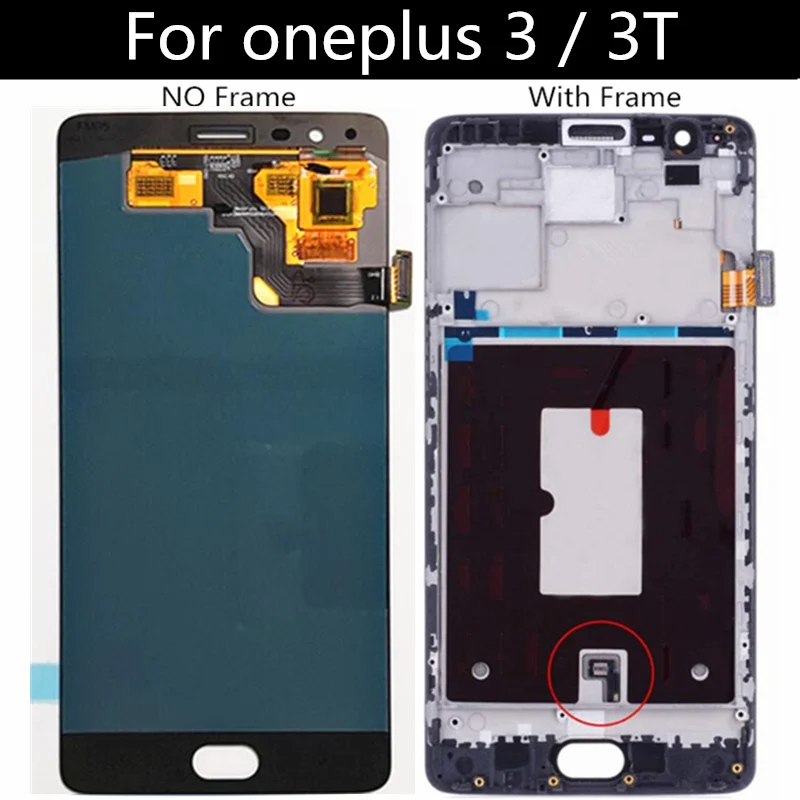 5," с рамкой lcd для Oneplus 3 3T A3000 lcd дисплей и кодирующий преобразователь сенсорного экрана в сборе запасные части для Oneplus 3T lcd