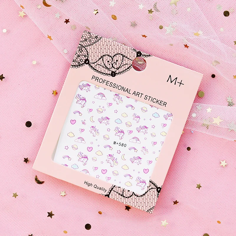 Милый Водонепроницаемый Unicorn лак для ногтей наклейки пуля журнал Kawaii сердце с