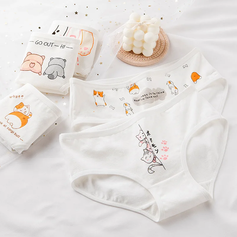 Женские сексуальные хлопковые трусики с милыми кошками высококачественные