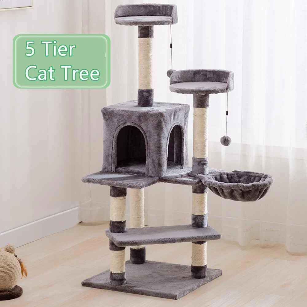 

Доставка на дом 51 ''кошачье дерево Роскошная башня для кошек с двумя кондомами просторный окунь полностью закрывающаяся Когтеточка сизальн...
