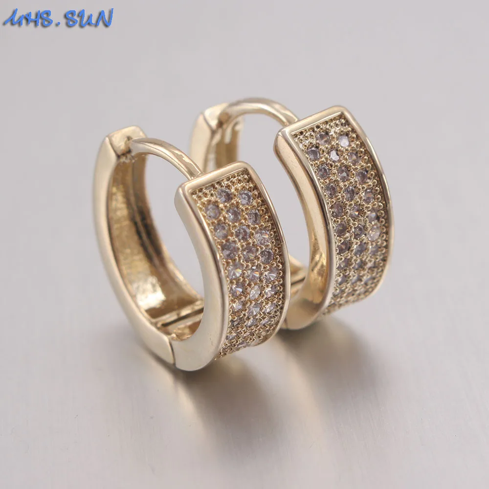 MHS.SUN модные золотые женские серьги кольца роскошные мозаичные AAA CZ Круглые