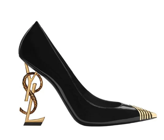 

New French Patent Leather Online Celebrity Fine Metal Iron Head Letter High Heel Shallow Mouth Pointed Women's Shoes