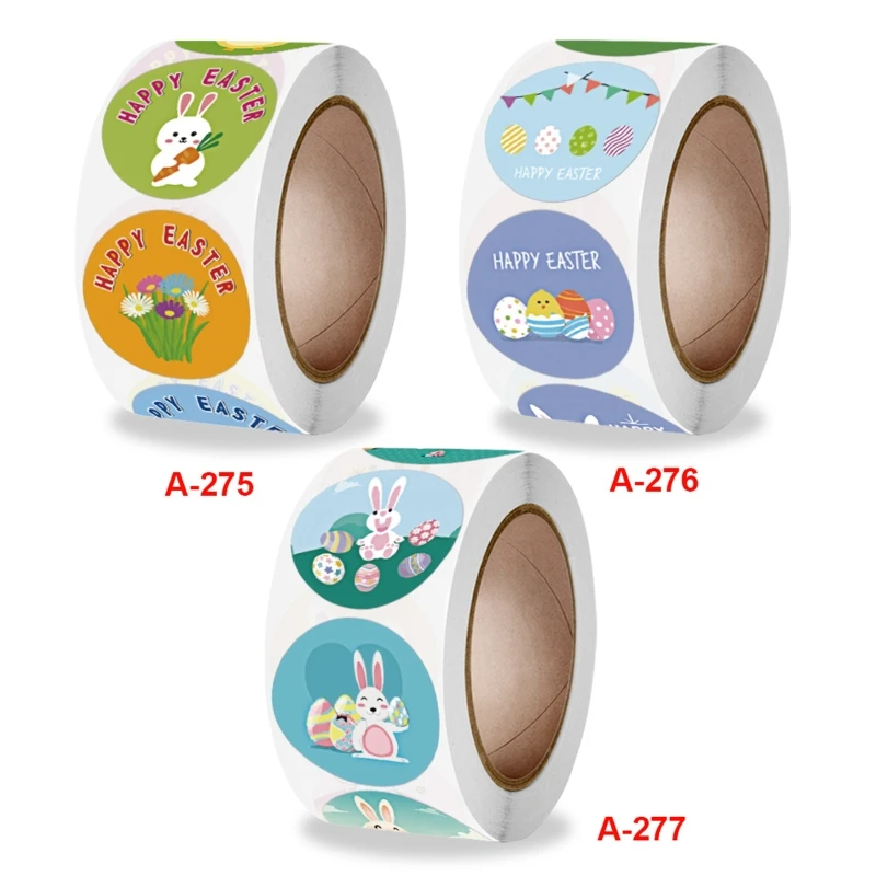 

2022 New Kawaii Rabbit Easter Stickers Round for Scrapbook Handbook Gift Packaging 500pc