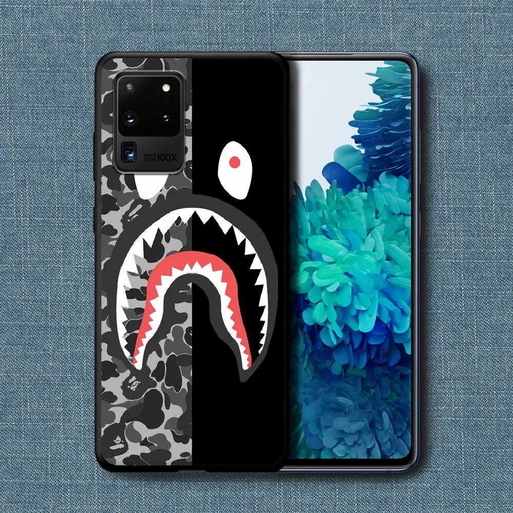

Bape Trendy Brand Phone Case For Samsung Galaxy Note S 8 9 10 20 Plus E Lite Uitra black Shell Luxury Waterproof Trend Hoesjes