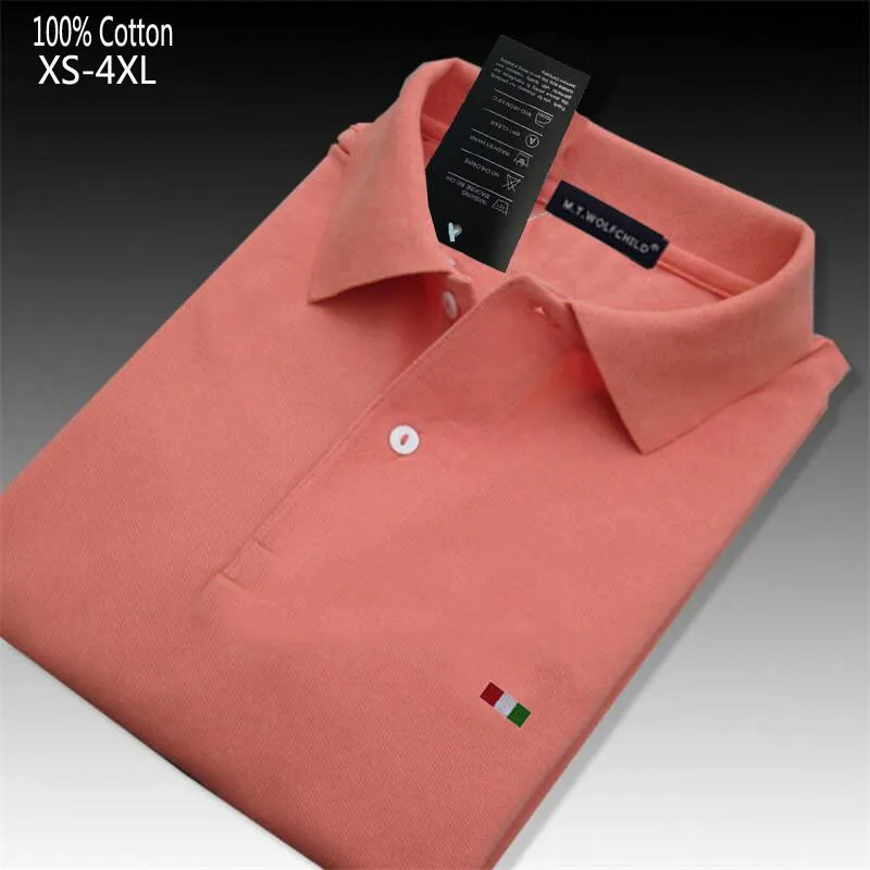 Высококачественная Летняя мужская рубашка поло из 100% хлопка с коротким рукавом