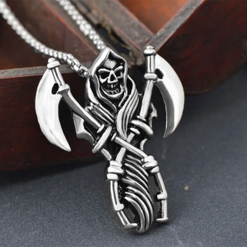 Ожерелье из нержавеющей стали с серповидной головкой винтажное ожерелье в стиле