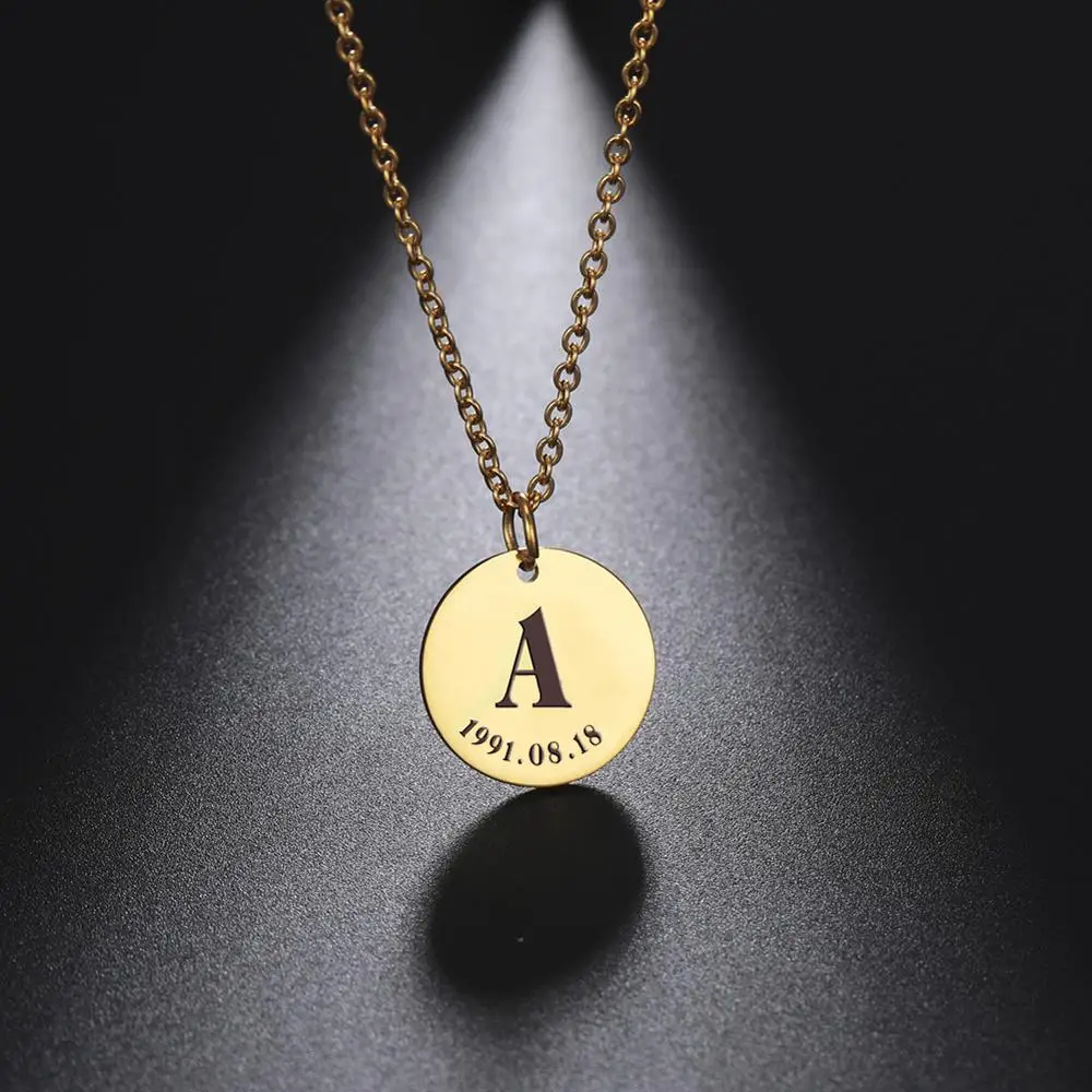 

Personalized Necklace Custom Name Necklace Women Couple Anniversary Date Pendant Necklace Birthday Gifts Stainless Steel Jewelry