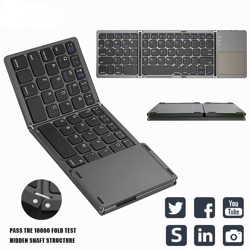 

Mini folding keyboard Touchpad Bluetooth Foldable Wireless Keypad for Windows,Android,ios Tablet ipad Phone wireless keyboard