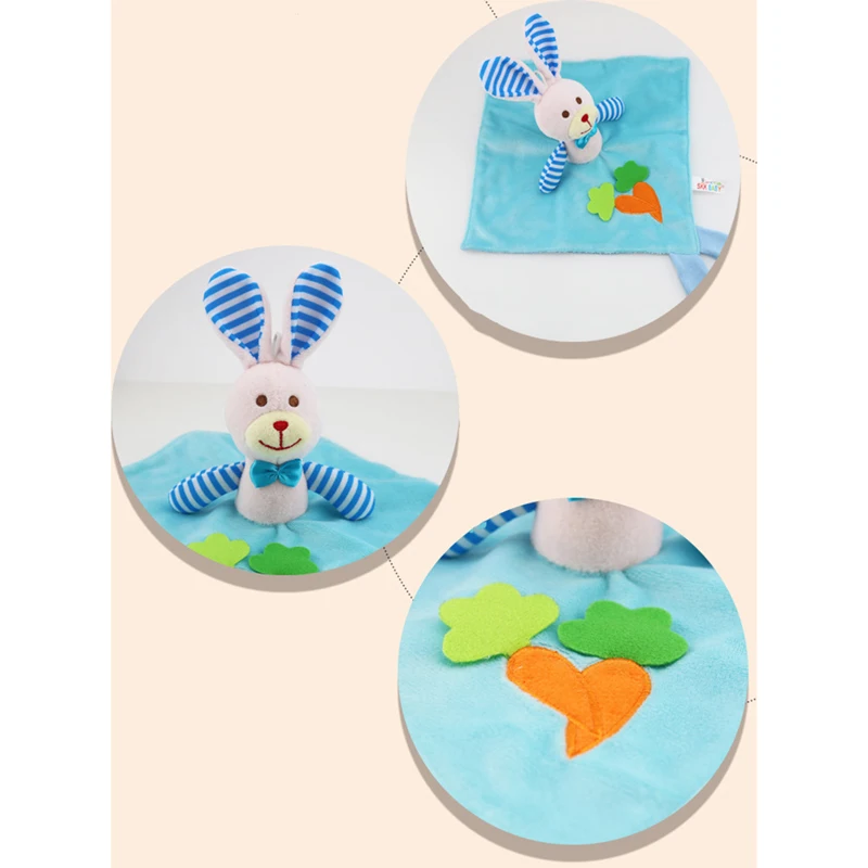 

Cute Baby Nursery Rabbit Towel Baby Stuffed Rattles Children Educational Stroller Toys Doll Comforting Towels Soft Towel