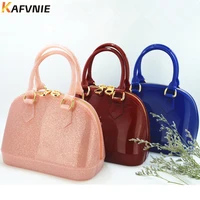 childrens jelly handbag 18 5 cm size 27color kid girls pvc candy colors shell shoulder bag silicon tote beach satchel bag purse