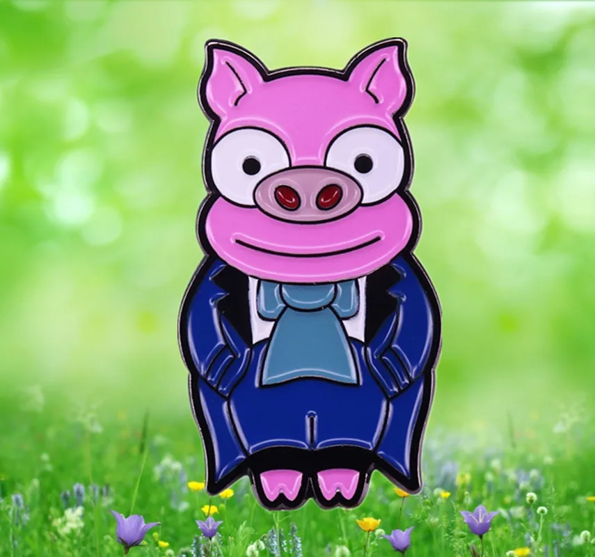 Эмалированная заколка с изображением свинки Гомера Лизы жениха невесты милые