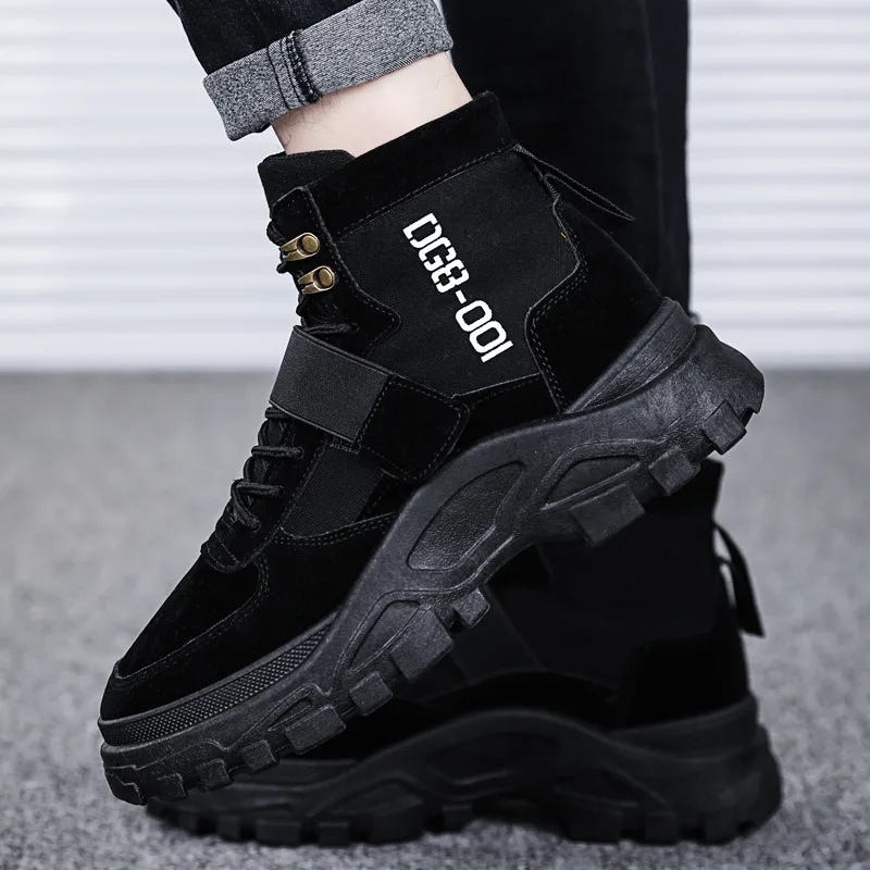 

Fashion Winter Men's Martin Boots Warm Working Boots Lace Up Men's Desert Boots Round Toe High Top Shoes