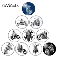 fashion steampunk skull motorcycle 10pcs 12mm18mm20mm25mm round photo glass cabochon demo flat back making findings