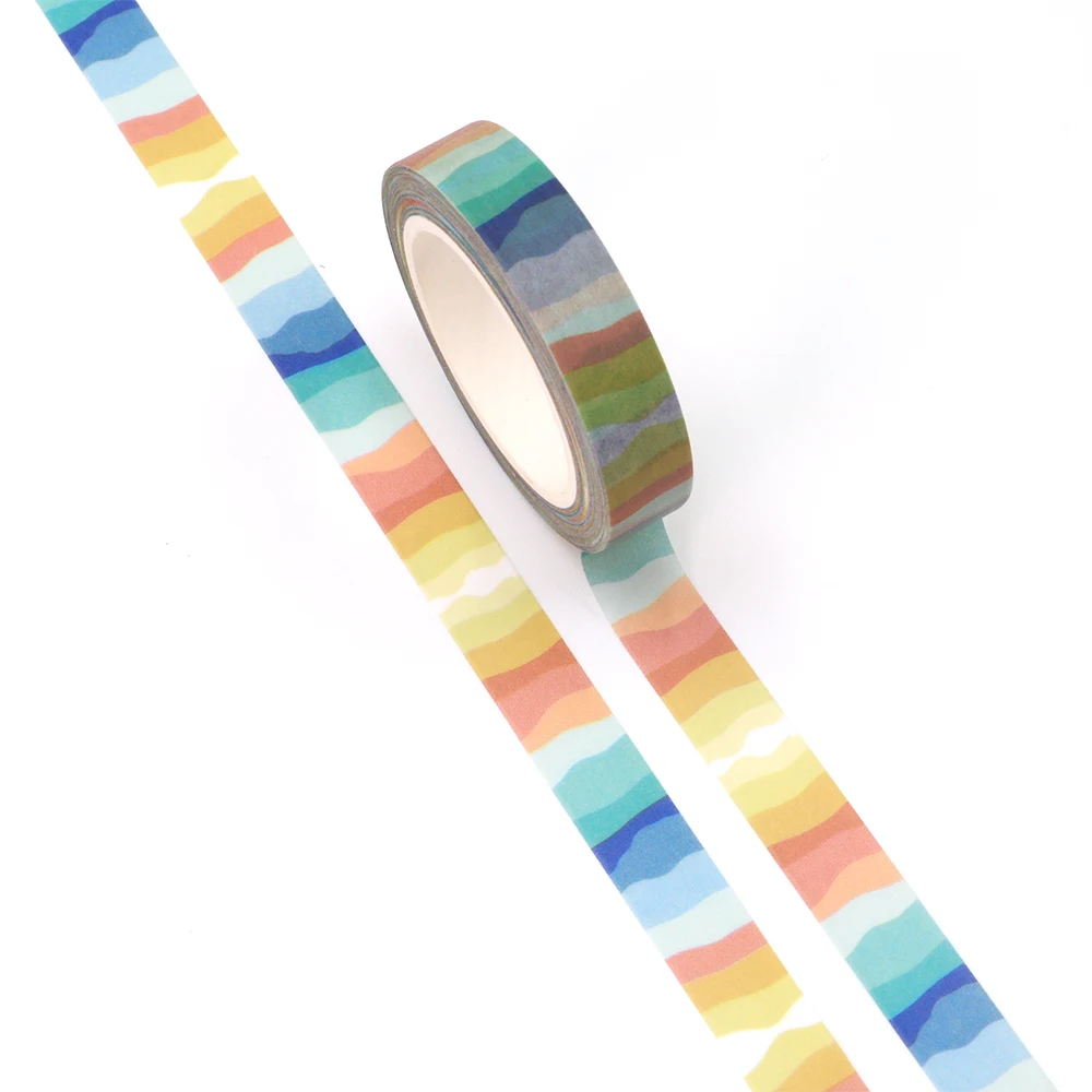 

NEW 10pcs/Lot Decorative Chromatic Stripes Washi Tapes Japanese Paper Bullet Journal Adhesive Masking Tape Cute Stationery