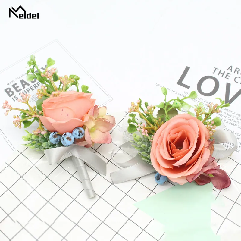 Мелдель красные розы свадебные корсажи и бутоньерки шелковые цветы корсаж