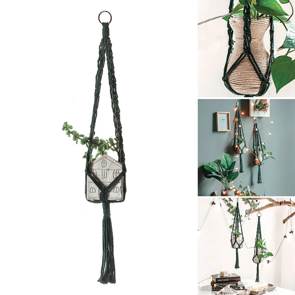 

1 Pcs Pot Holder Rope Macrame Plant Hanger Flower Pot Holder Hanging Cotton Rope Wall Art Hooks Hangers For Garden Decor